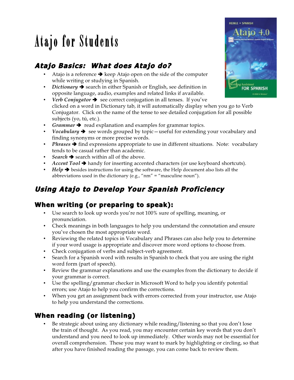 Atajo Workshops Outline