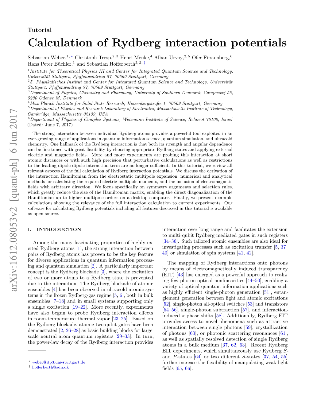 Calculation of Rydberg Interaction Potentials