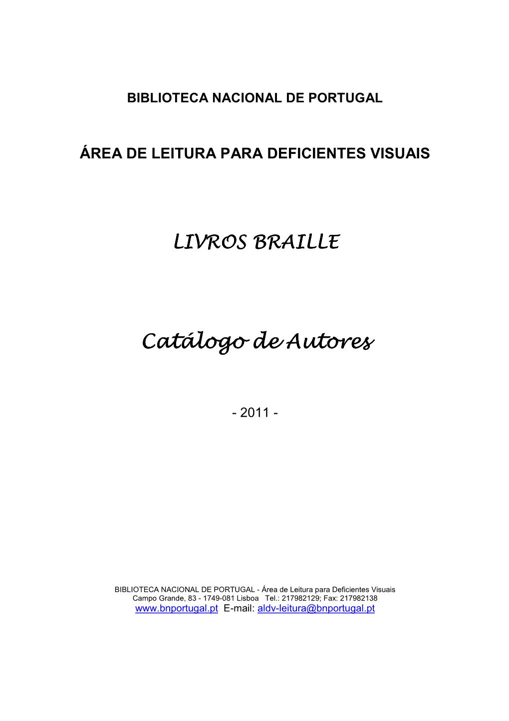Catalogo De Livros Braille