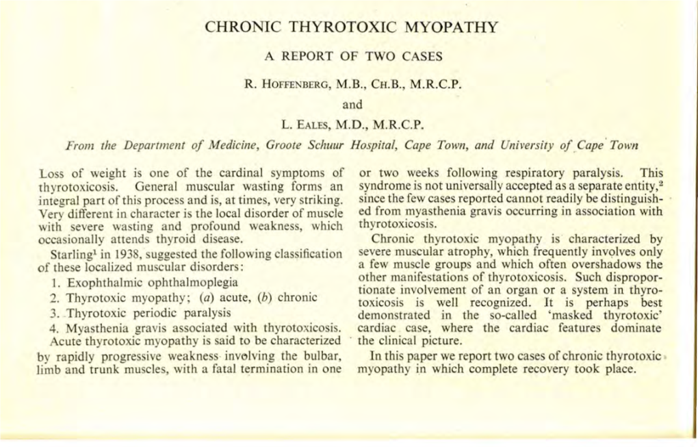 Chronic Thyrotoxic Myopathy