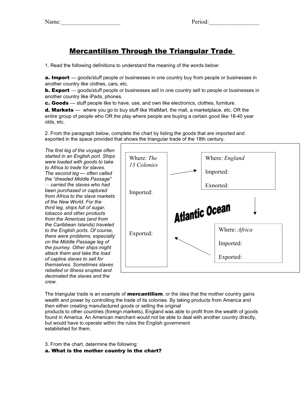 Mercantilism Through the Triangular Trade