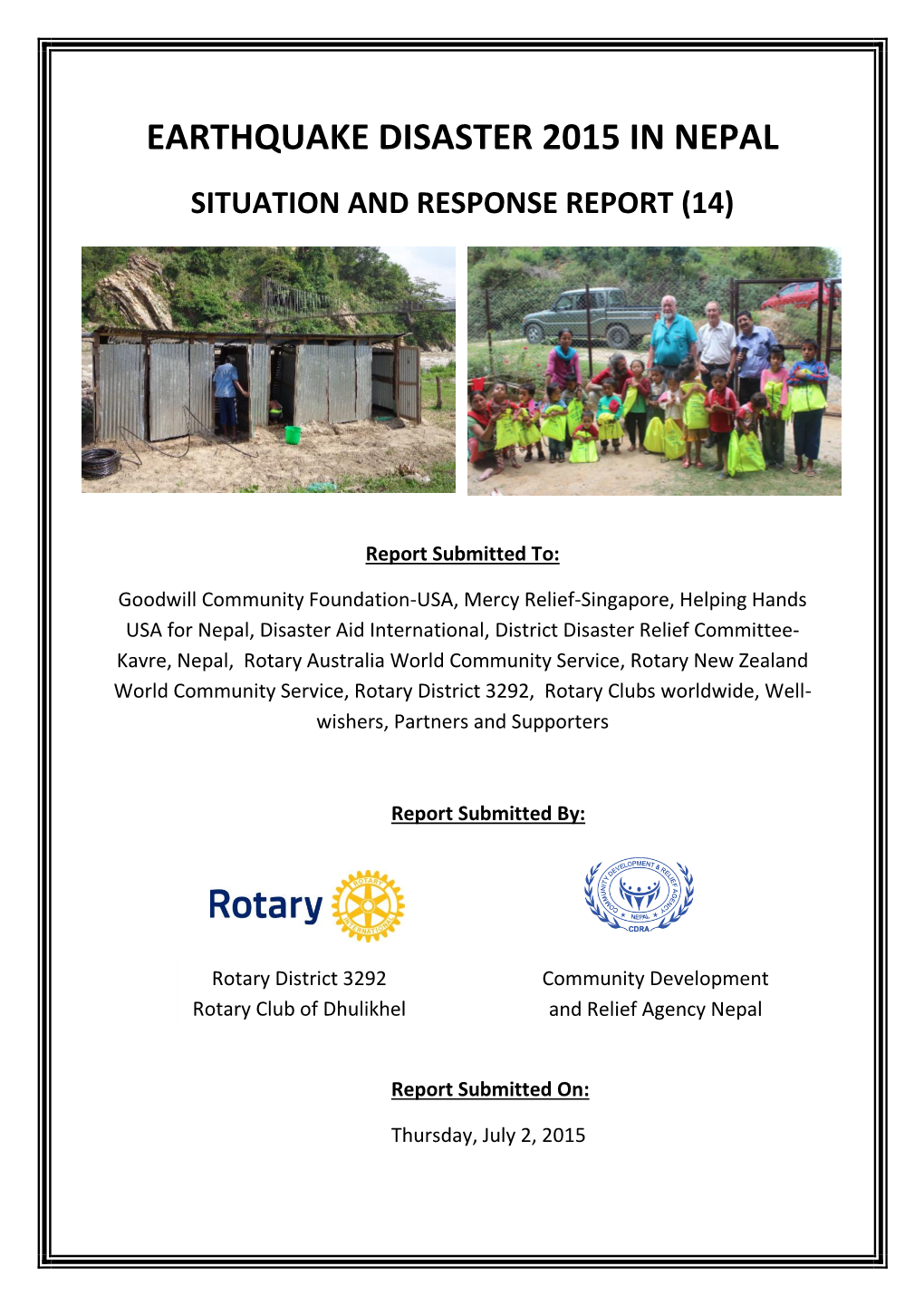 Earthquake Disaster 2015 in Nepal Situation and Response Report (14)