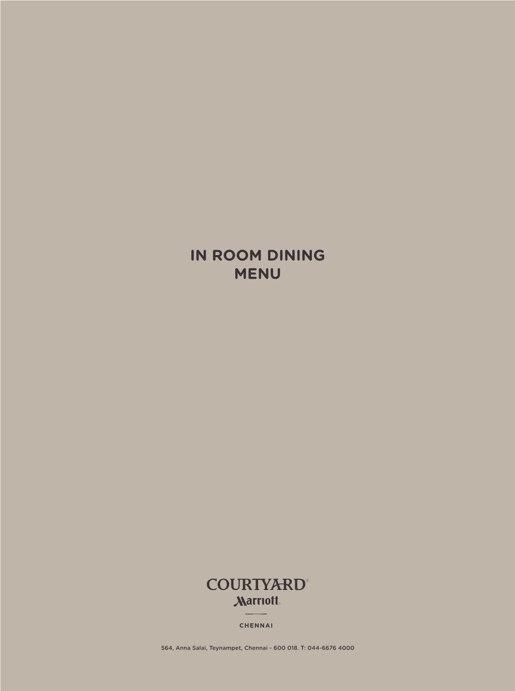 In-Room Dining Menu