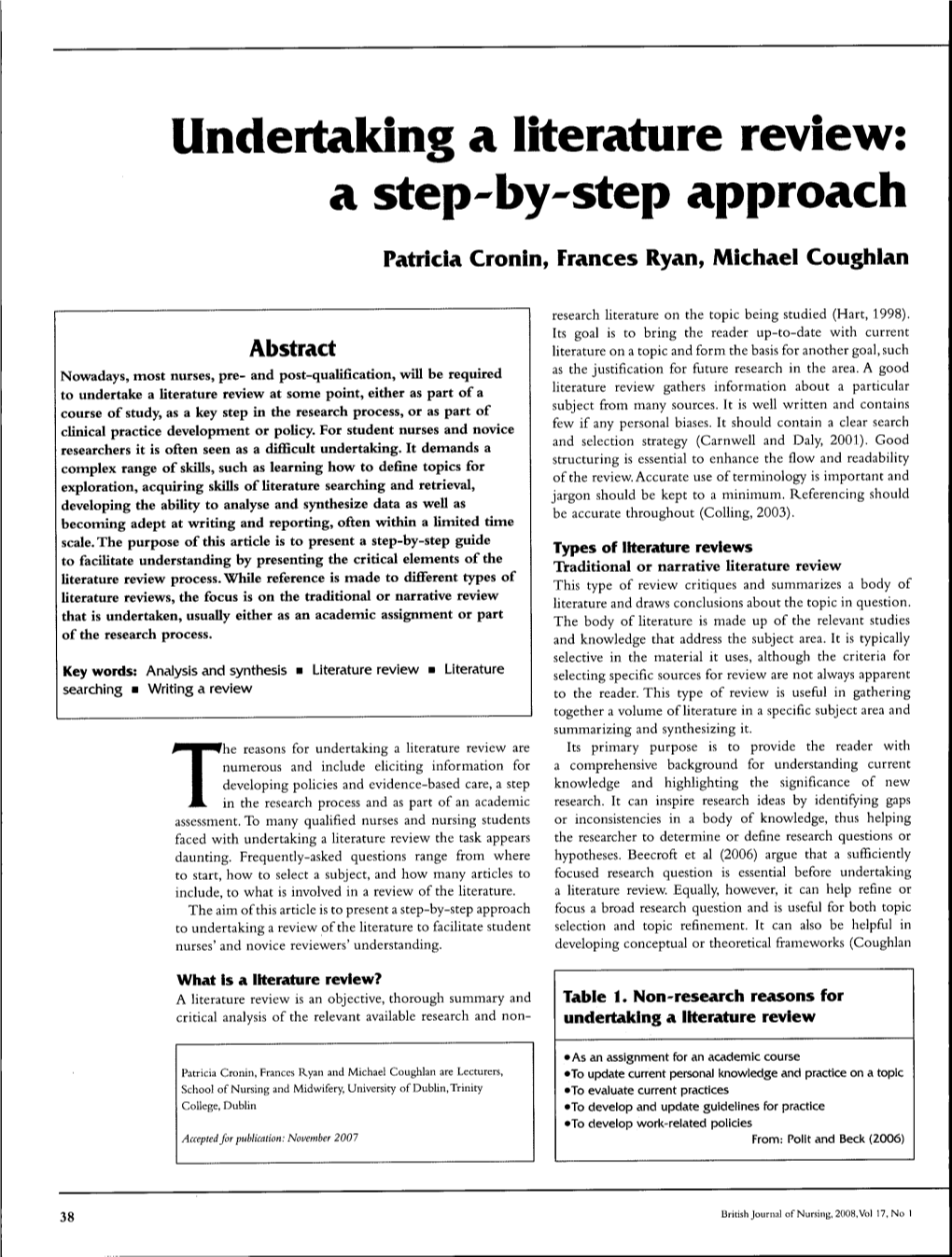 Undertaking a Literature Review: a Step'by-Step Approacii