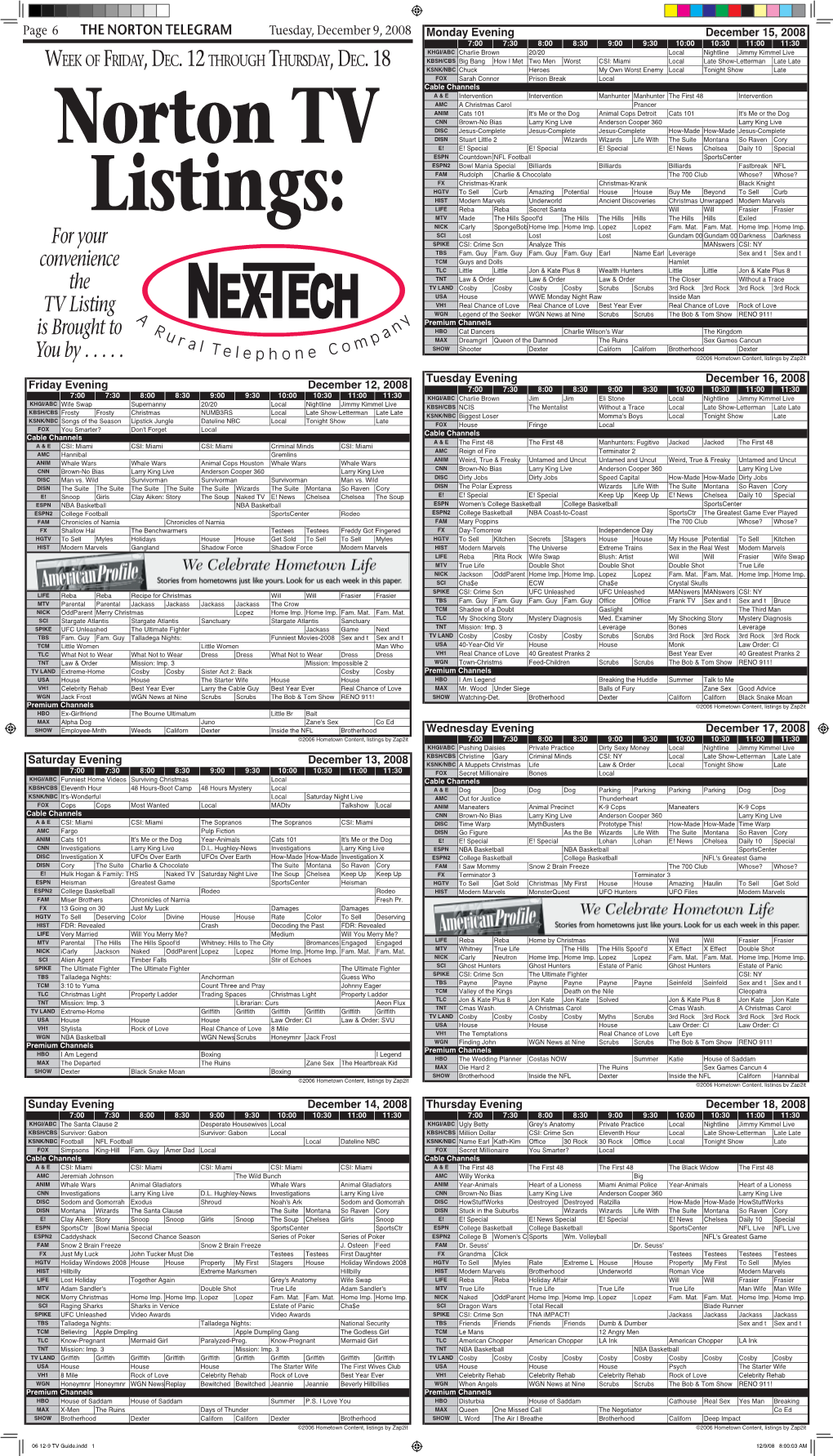 06 12-9 TV Guide.Indd 1 12/9/08 8:00:03 AM