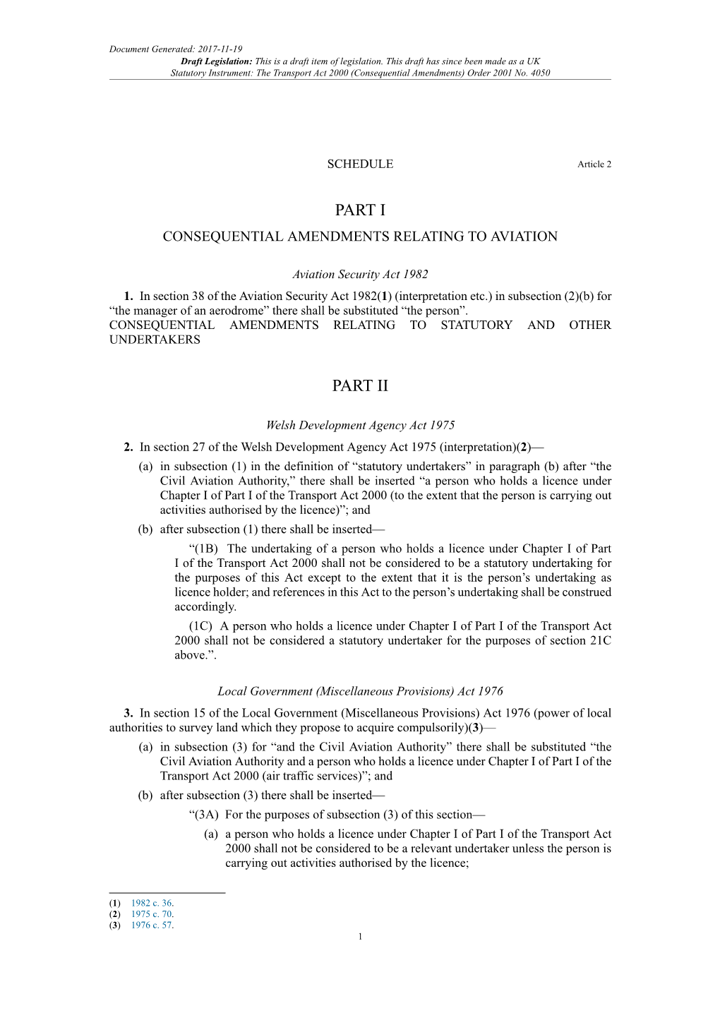 The Transport Act 2000 (Consequential Amendments) Order 2001 No