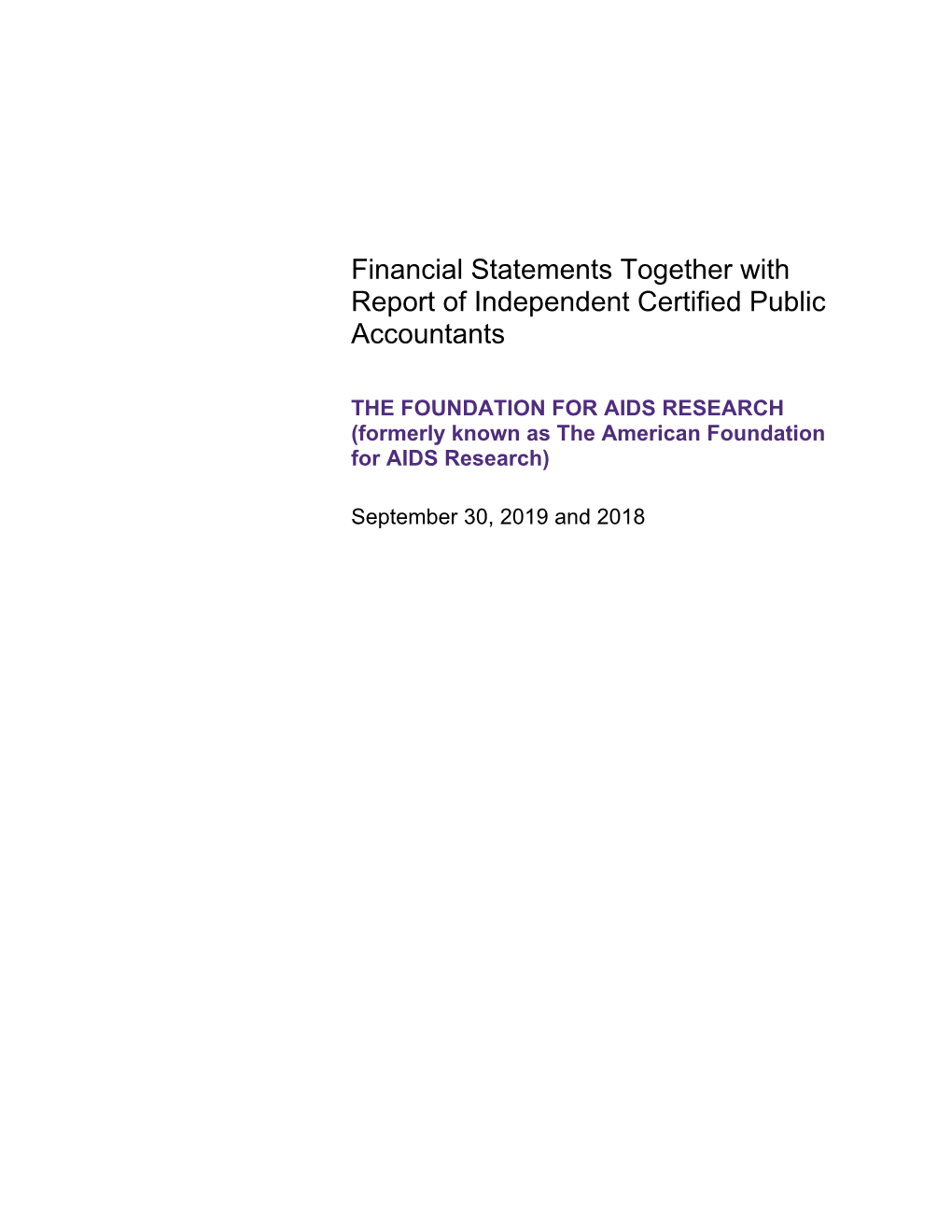 Financial Statements Together with Report of Independent Certified Public Accountants