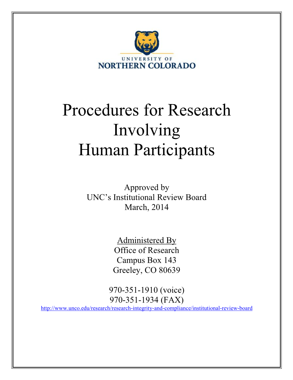 Procedures for Research Involving Human Participants