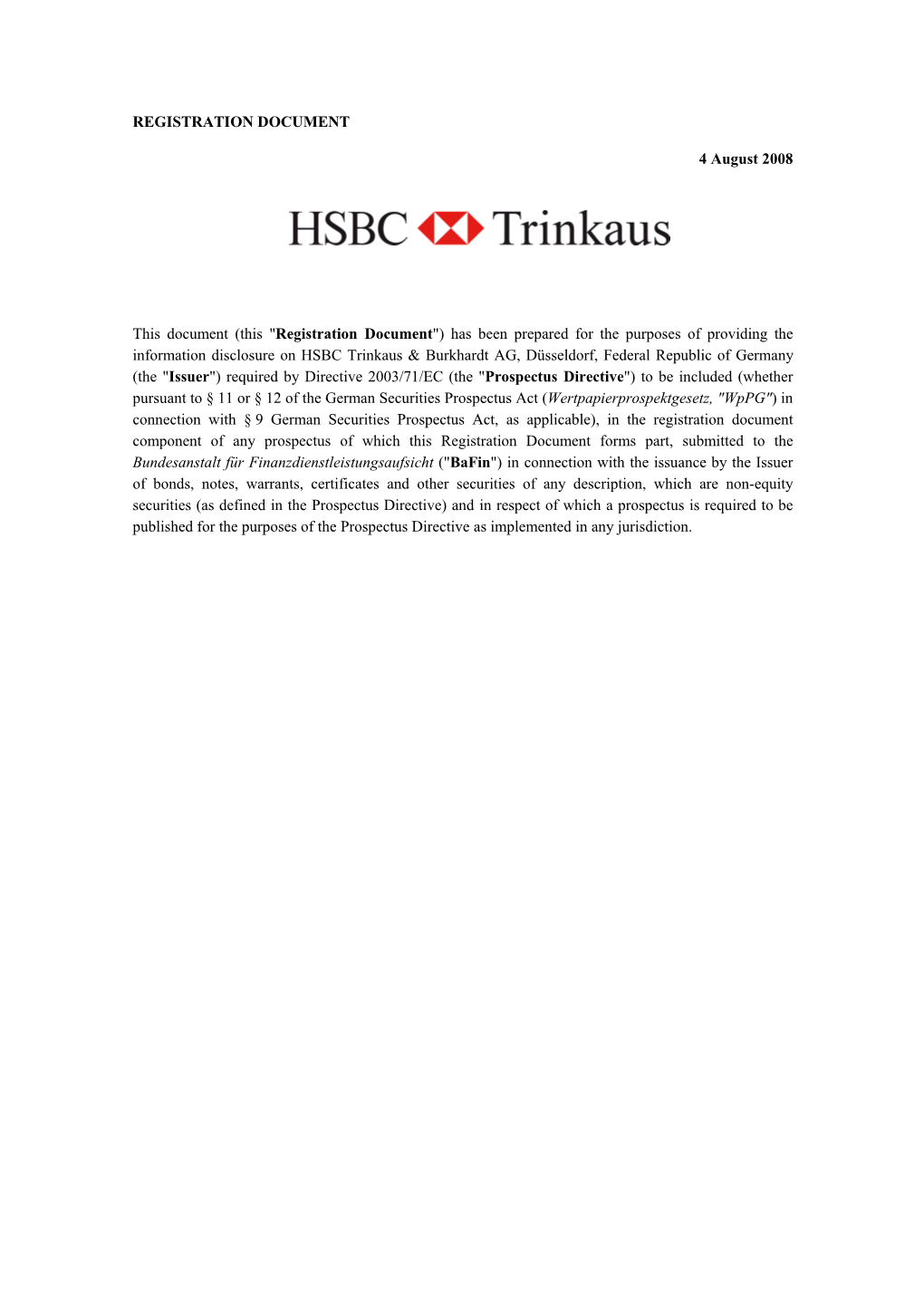 HSBC Registration Document 2008