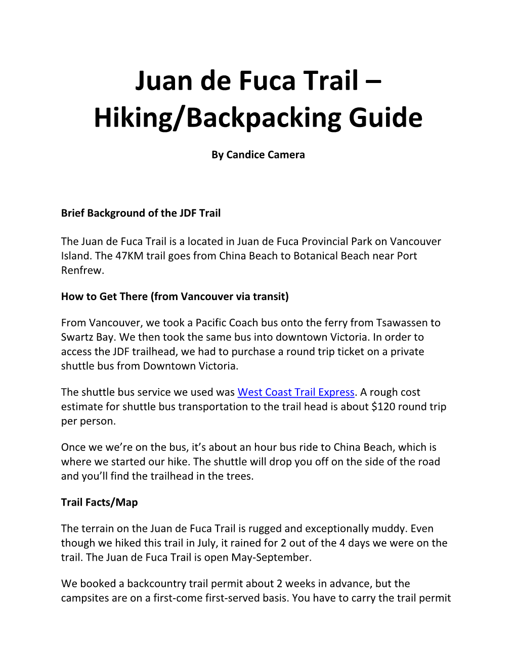 Juan De Fuca Trail – Hiking/Backpacking Guide