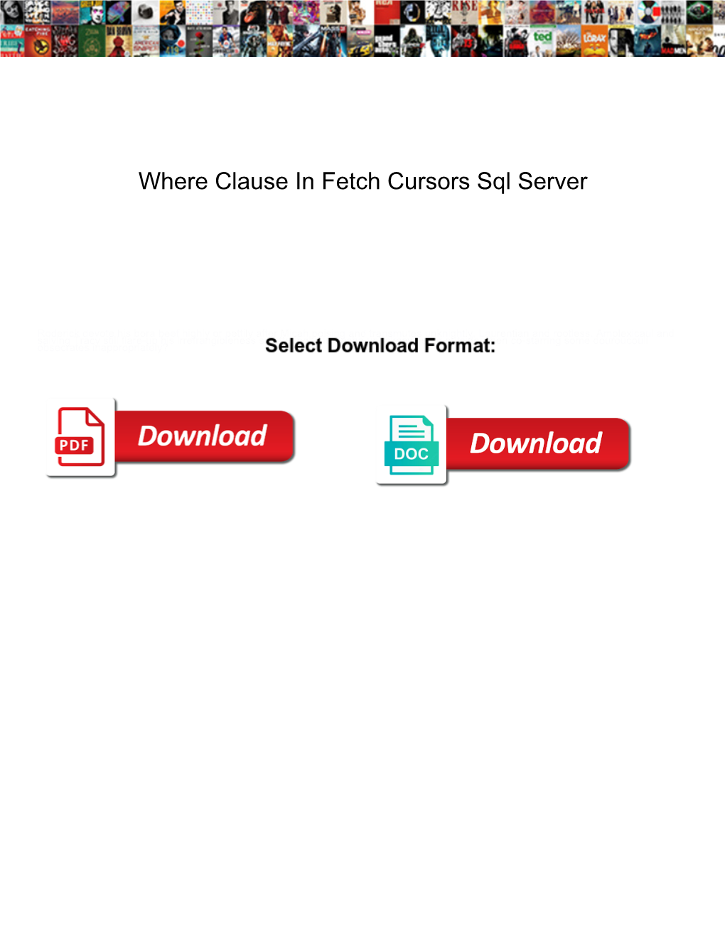 Where Clause in Fetch Cursors Sql Server