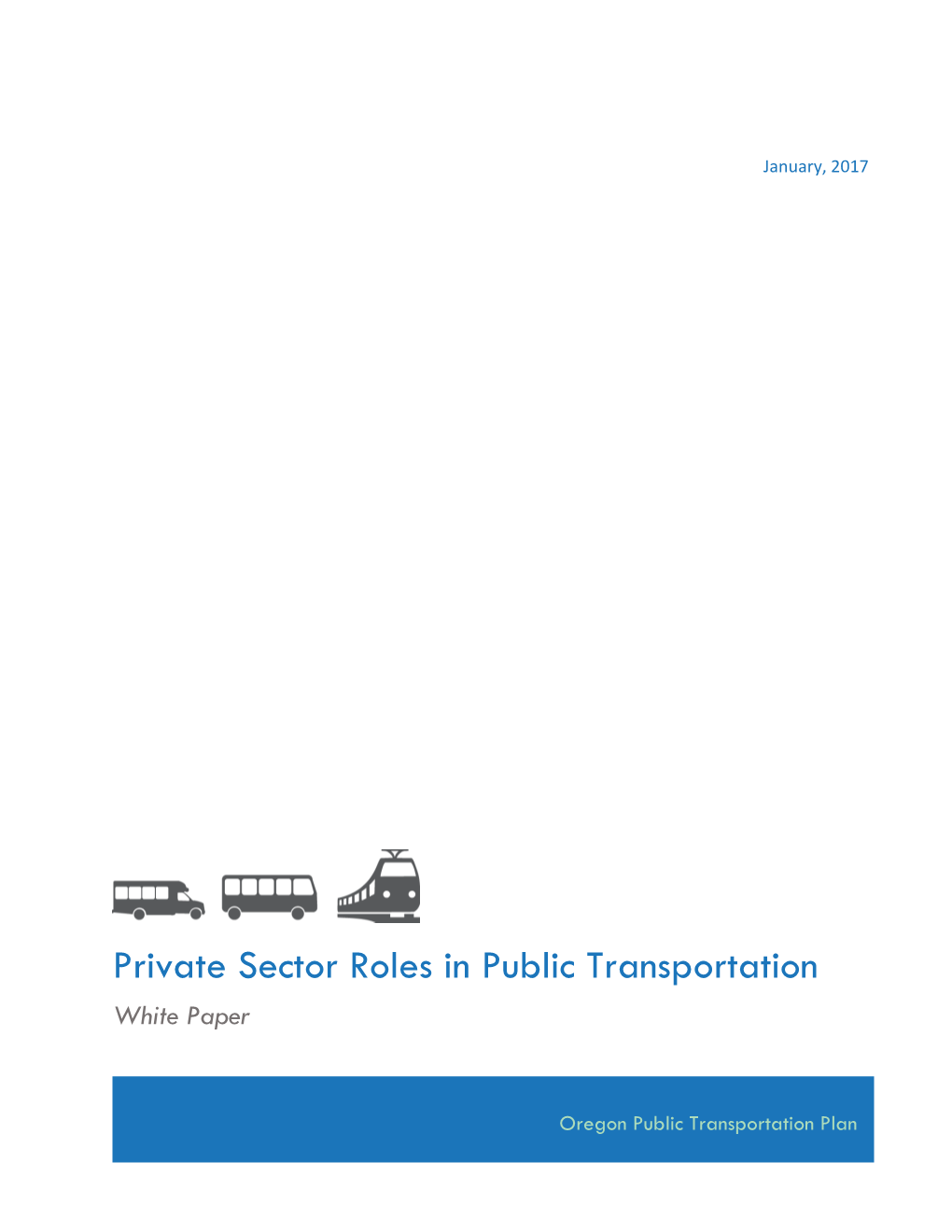Private Sector Roles in Public Transportation White Paper