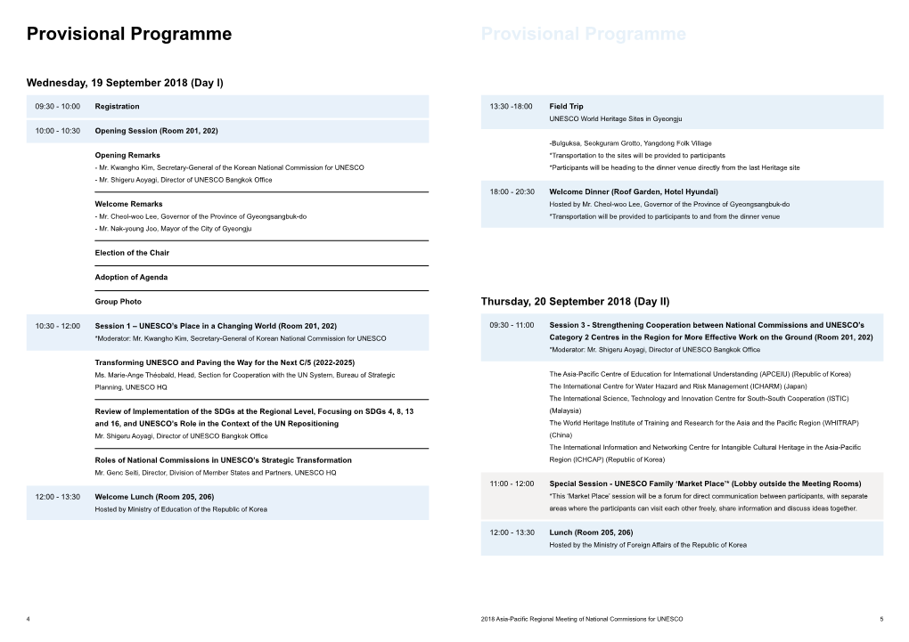 Provisional Programme Provisional Programme