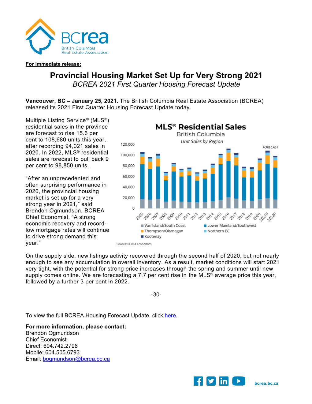 Provincial Housing Market Set up for Very Strong 2021 BCREA 2021 First Quarter Housing Forecast Update