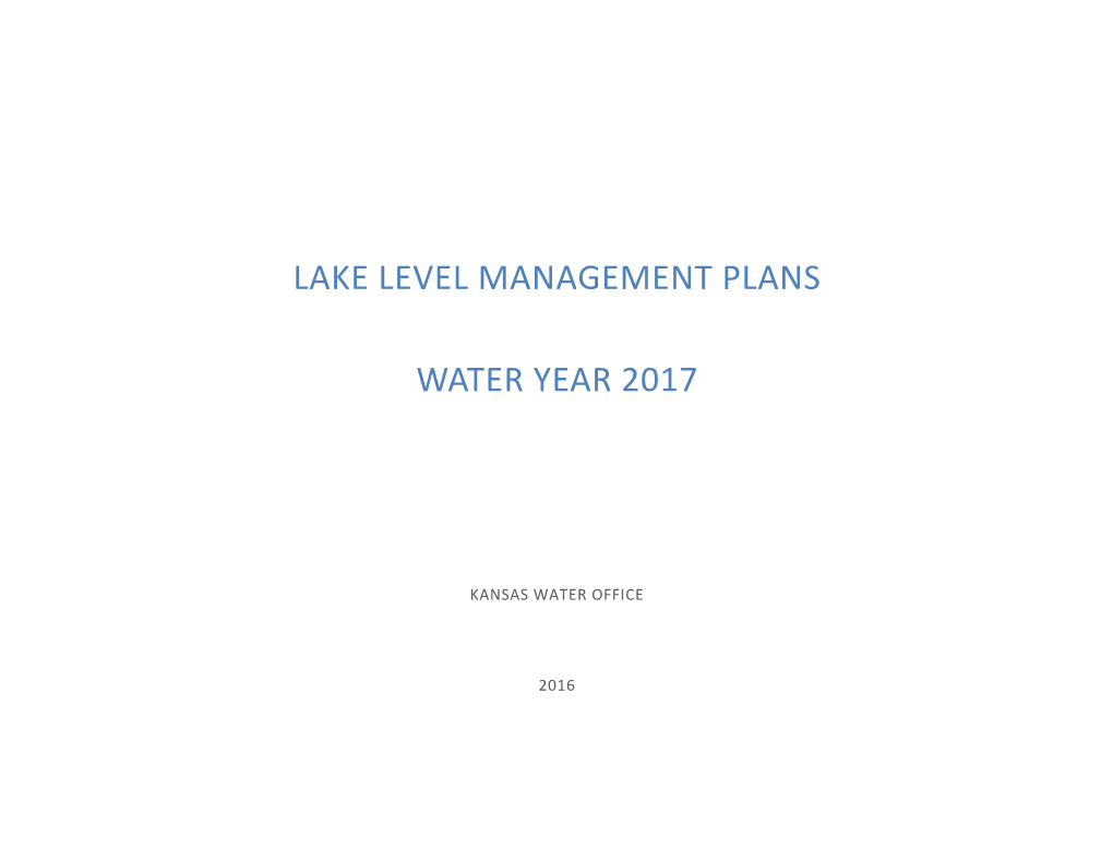 Lake Level Management Plans Water Year 2017