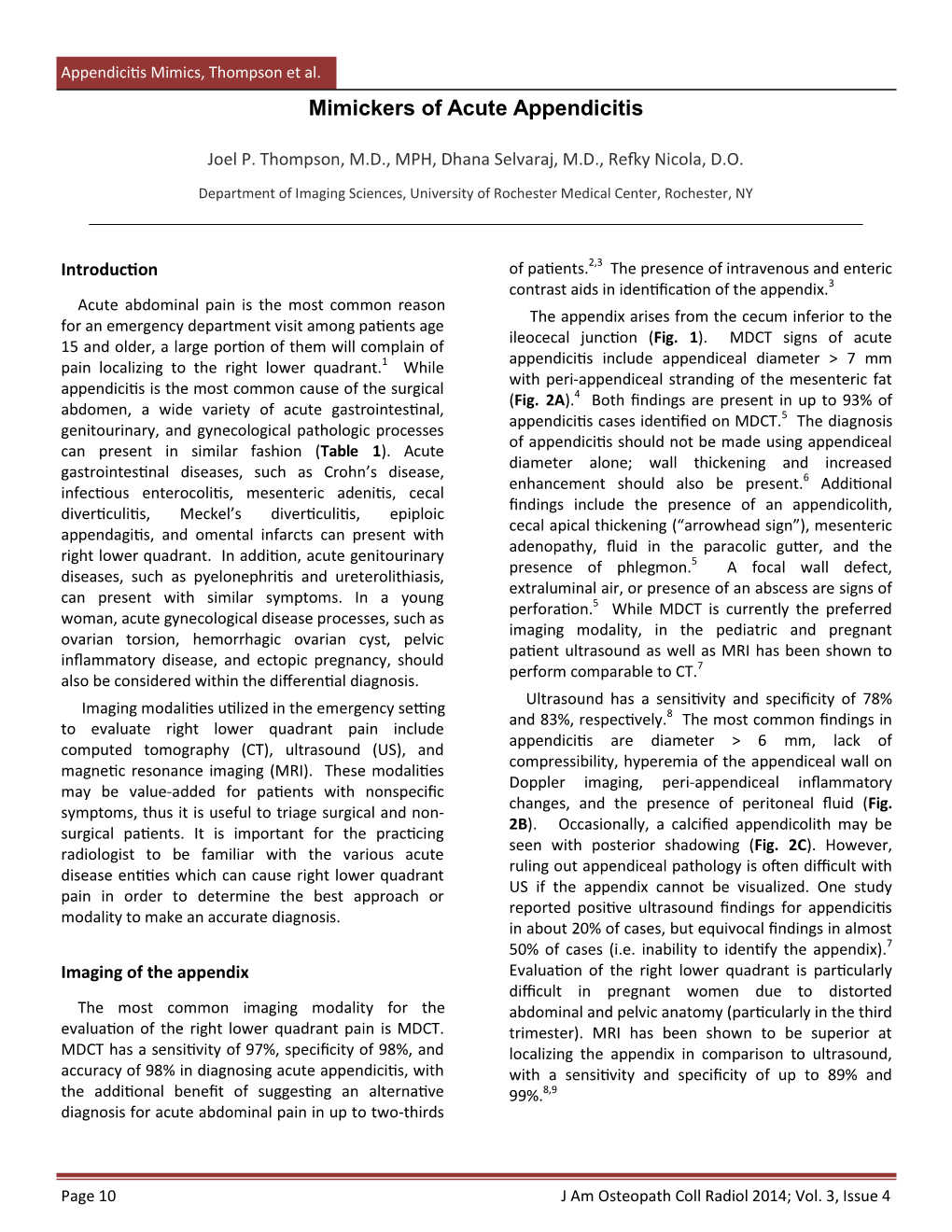 Mimickers of Acute Appendicitis