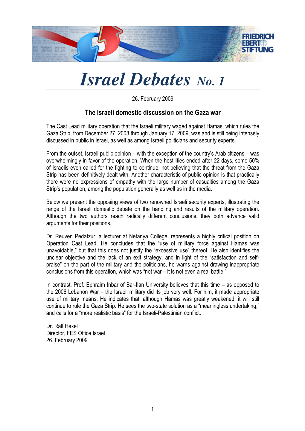 Israel Debates No. 1 26