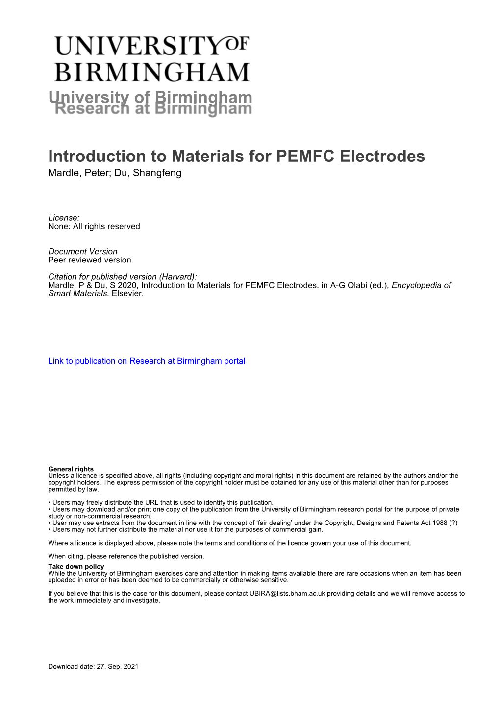 Introduction to Materials for PEMFC Electrodes Final