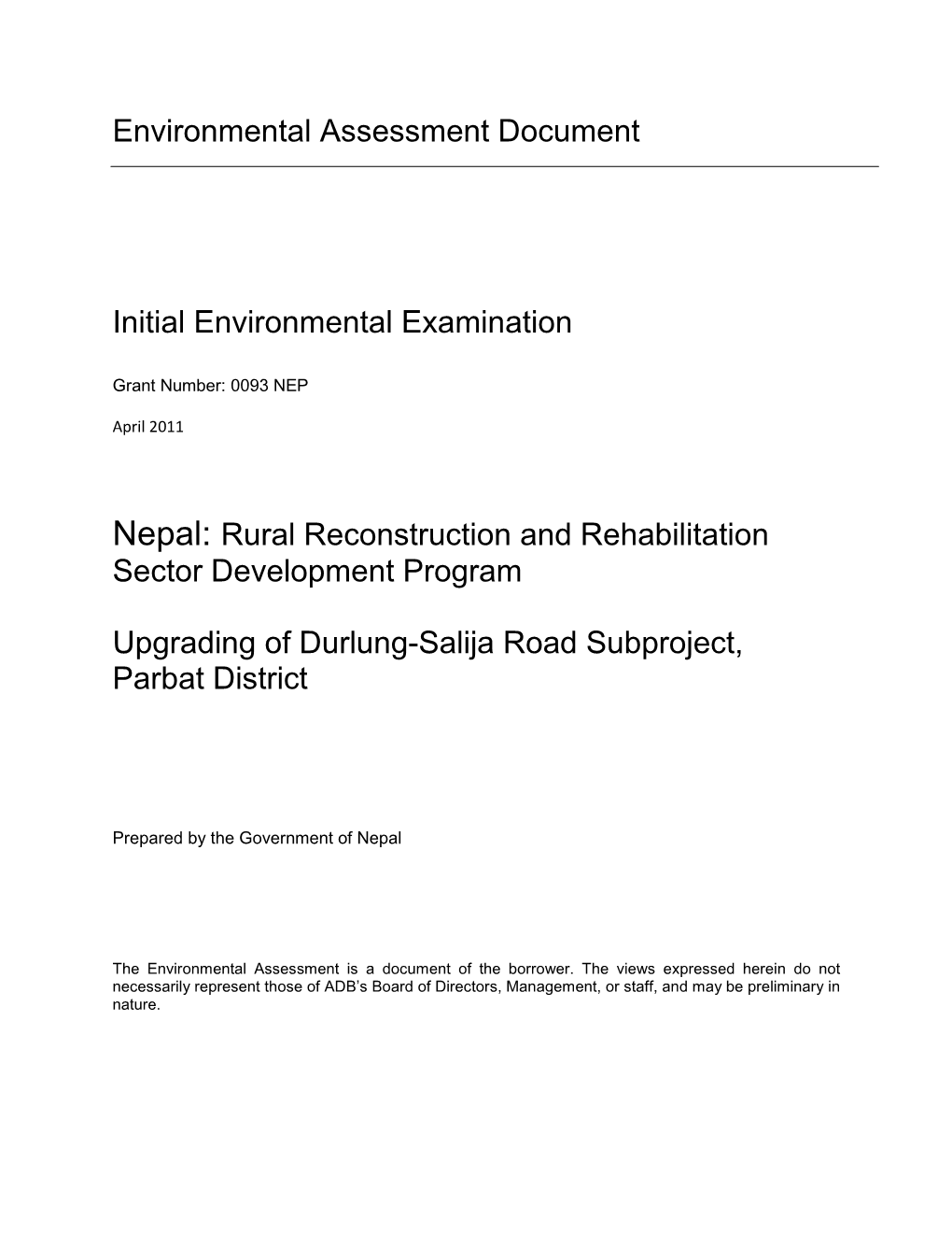 Nepal: Rural Reconstruction and Rehabilitation Sector Development Program