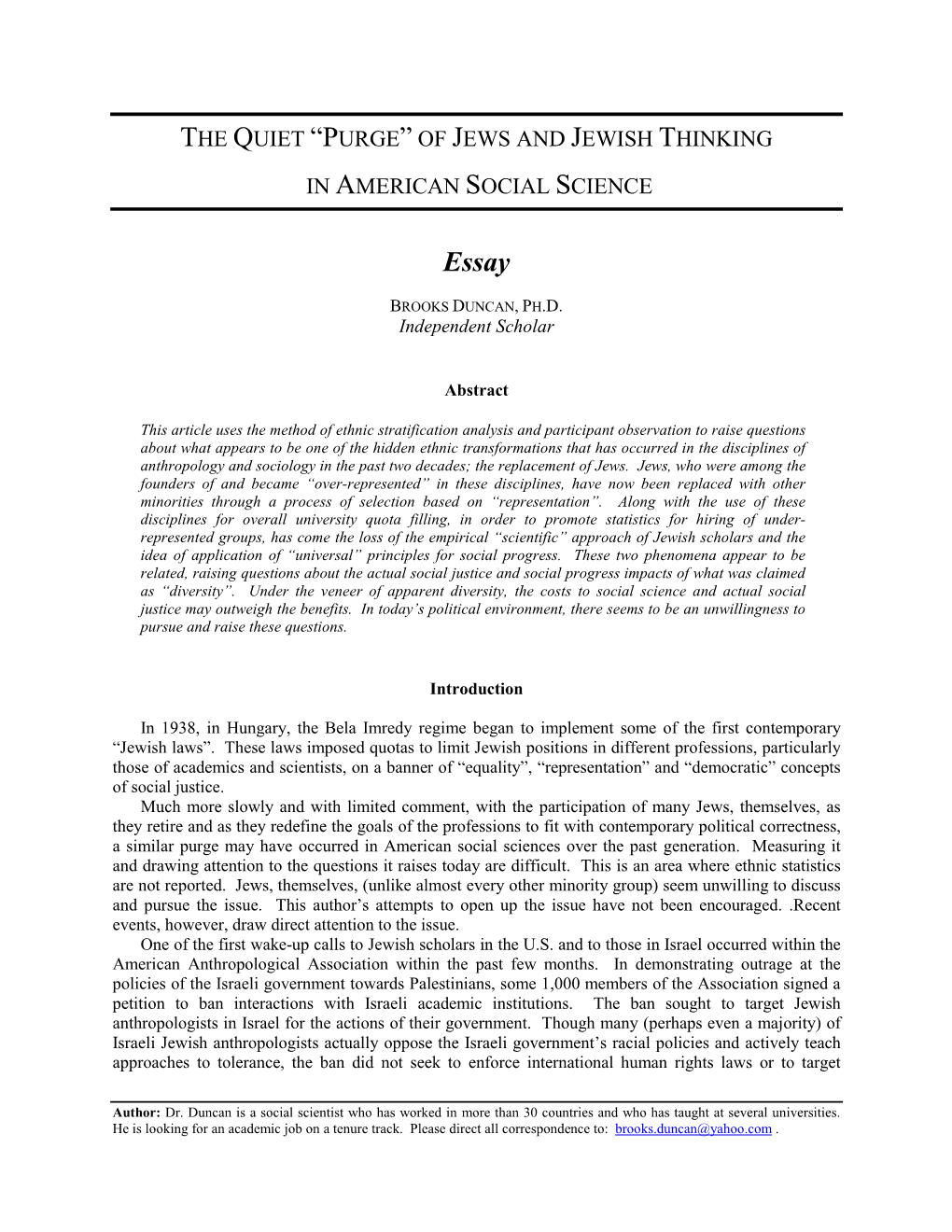 Of Jews and Jewish Thinking in American Social Science