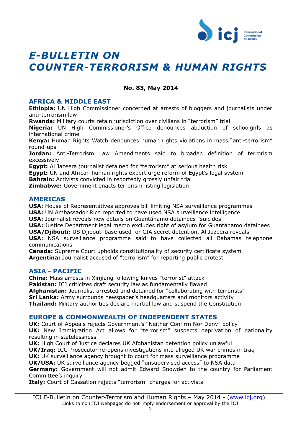 E-Bulletin on Counter-Terrorism and Human Rights