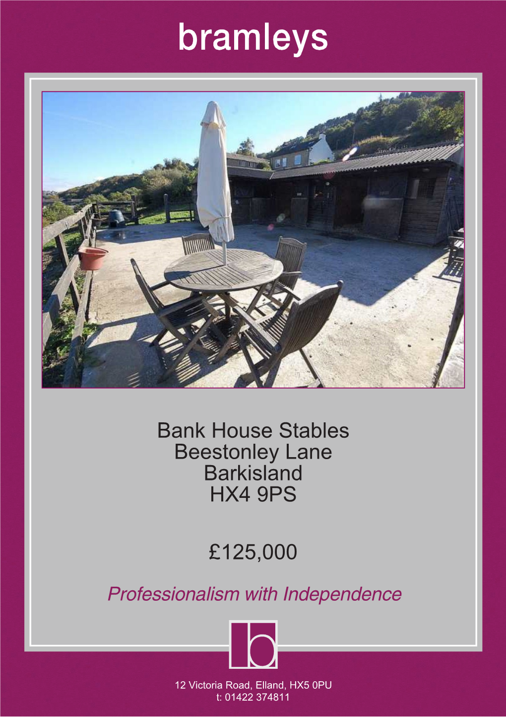 Bank House Stables Beestonley Lane Barkisland HX4 9PS £125,000