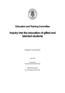 Inquiry Into the Education of Gifted and Talented Students