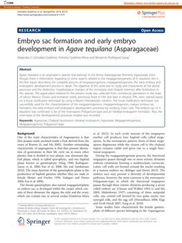 Embryo Sac Formation and Early Embryo Development In