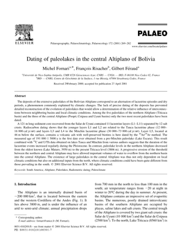 Dating of Paleolakes in the Central Altiplano of Bolivia