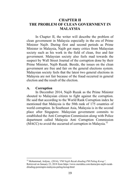 Chapter Ii the Problem of Clean Government in Malaysia