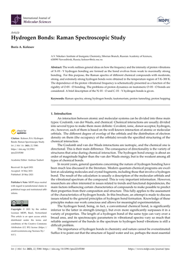 Hydrogen Bonds: Raman Spectroscopic Study