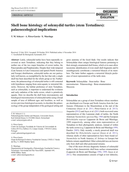 Shell Bone Histology of Solemydid Turtles (Stem Testudines): Palaeoecological Implications