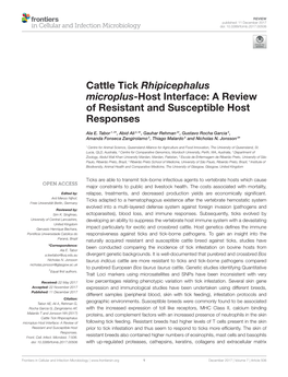 Cattle Tick Rhipicephalus Microplus-Host Interface: a Review of Resistant and Susceptible Host Responses