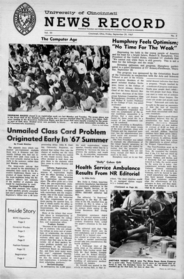 University of Cincinnati News Record. Friday, September 29, 1967