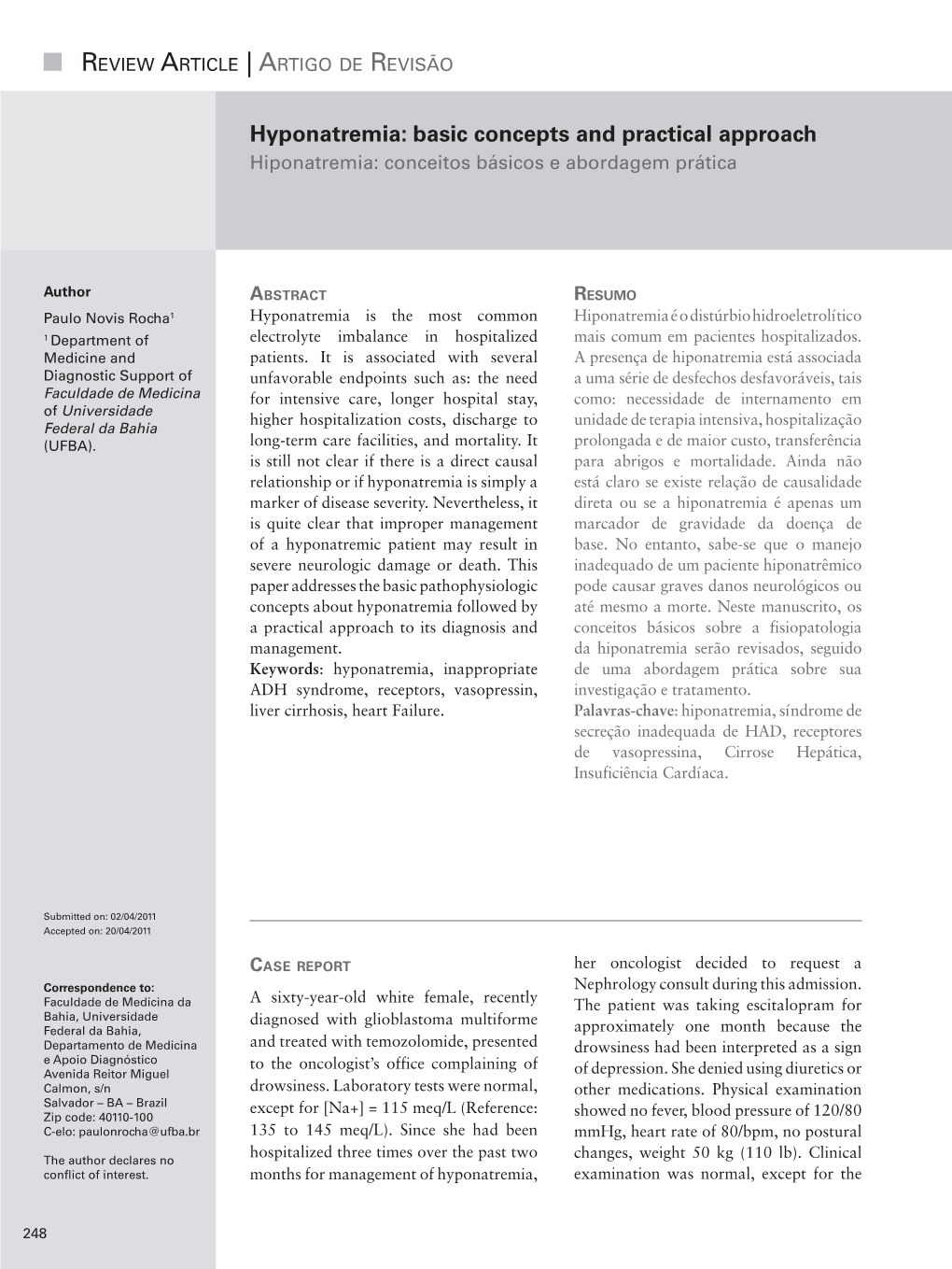 Hyponatremia: Basic Concepts And Practical Approach Hiponatremia ...