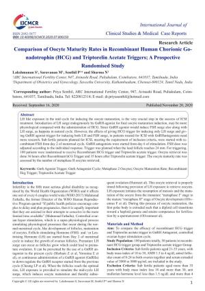 Comparison of Oocyte Maturity Rates in Recombinant Human Chorionic Go