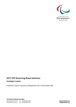 2017 IPC Governing Board Elections Candidates’ Booklet