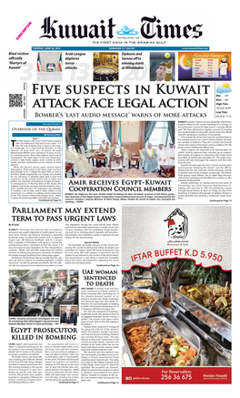 Five Suspects in Kuwait Attack Face Legal Action