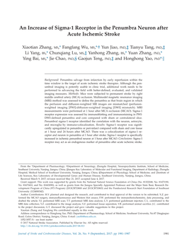 An Increase of Sigma-1 Receptor in the Penumbra Neuron After Acute Ischemic Stroke