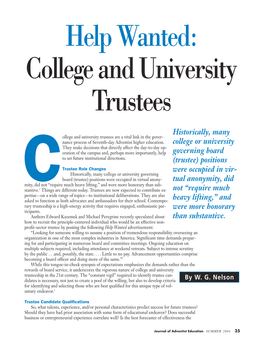 Help Wanted: College and University Trustees