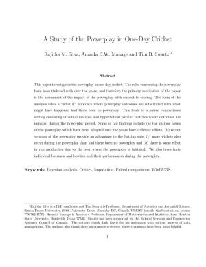 A Study of the Powerplay in One-Day Cricket