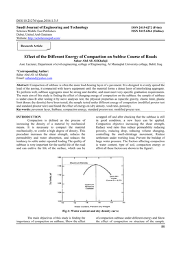 Effect of the Different Energy of Compaction on Subbse Course of Roads Sahar Abd Ali Al-Khafaji Asst