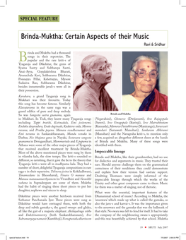 Brinda-Muktha: Certain Aspects of Their Music Ravi & Sridhar