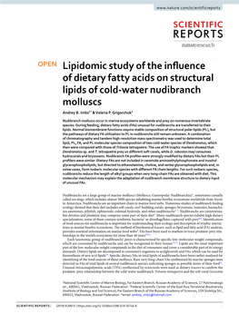 Lipidomic Study of the Influence of Dietary Fatty Acids on Structural