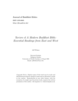 Review of a Modern Buddhist Bible: Essential Readings from East and West