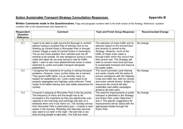 Sutton Sustainable Transport Strategy Consultation Responses Appendix B