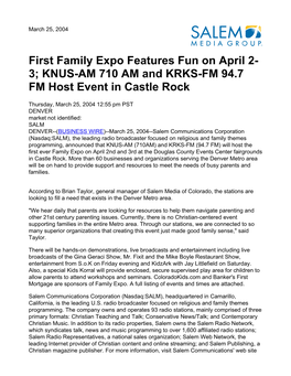 3; KNUS-AM 710 AM and KRKS-FM 94.7 FM Host Event in Castle Rock