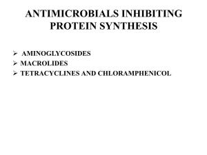 TETRACYCLINES and CHLORAMPHENICOL Protein Synthesis