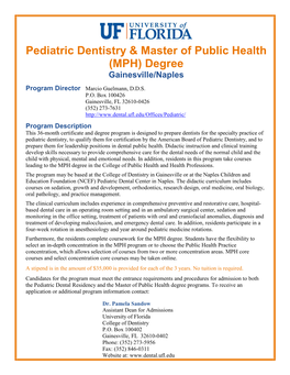 Pediatric Dentistry & Master of Public Health (MPH)