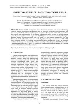 Adsorption Studies of Leachate on Cockle Shells